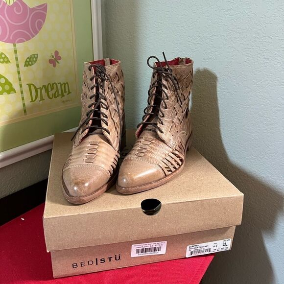 NWT Bed Stu Women's Tan Leather”Oats Rustic Loretta Boot” Boots Size 8.5 - Picture 8 of 9